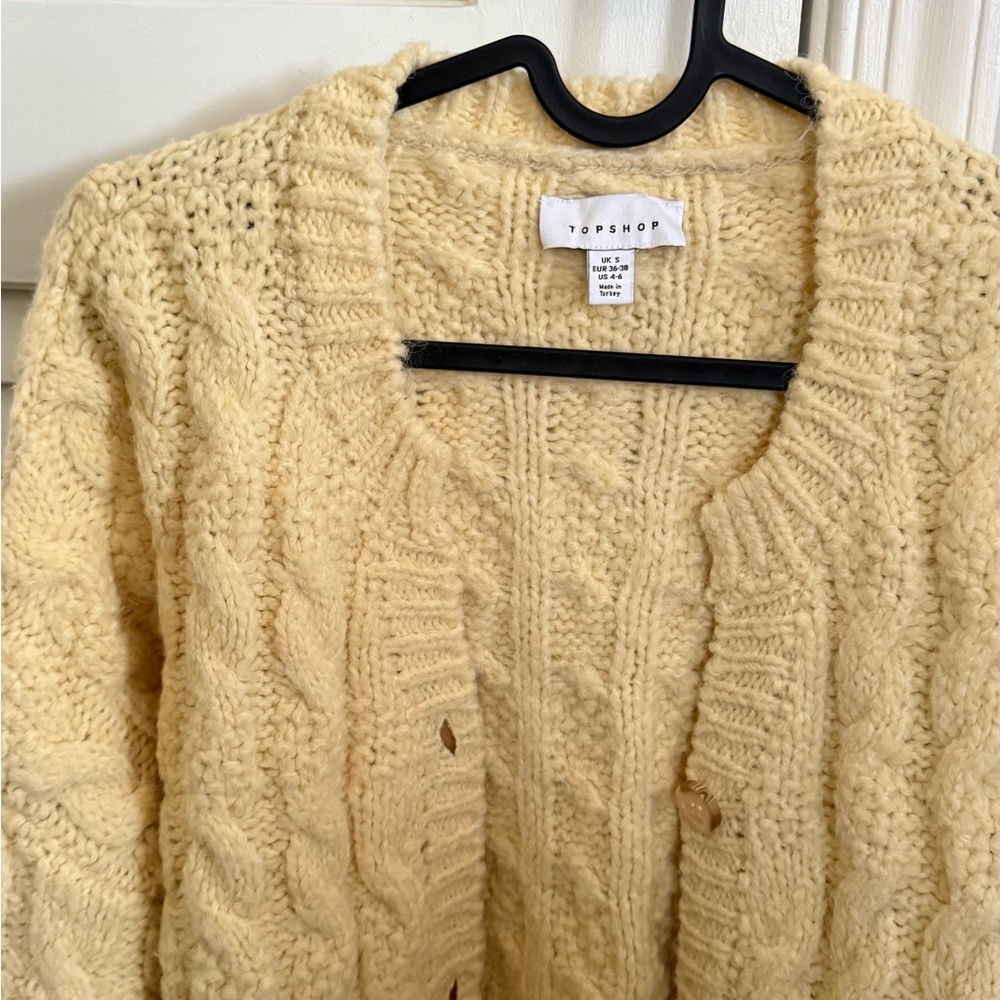 Topshop crop fit cardigans size US4-6, color: light yellow